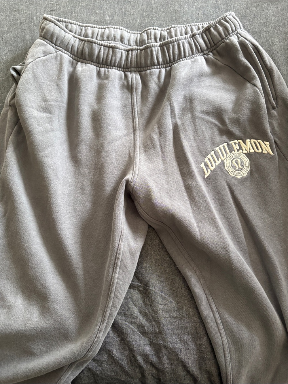 lululemon athletica women’s Light Gray Logo Joggers size XL